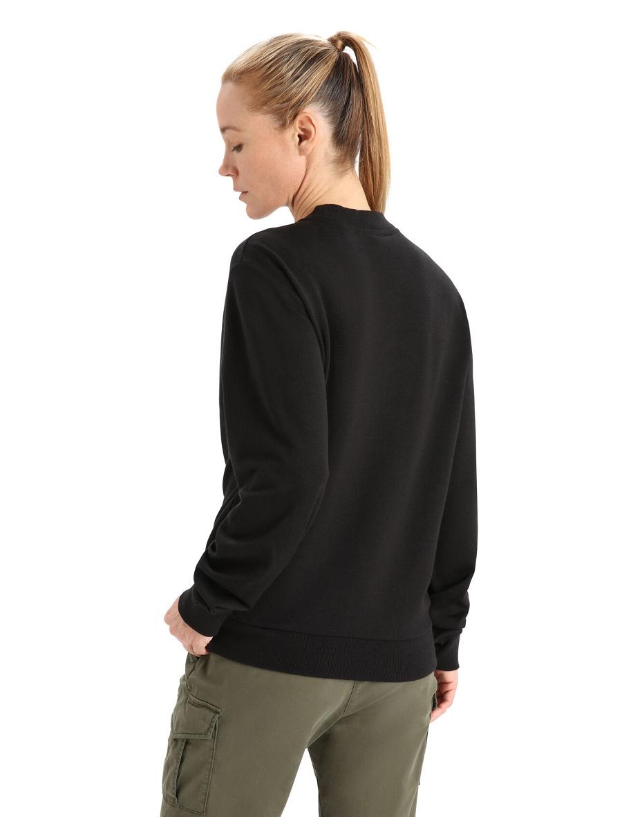 Black Women's Icebreaker Merino Crush Long Sleeve Sweatshirts | USA 1620ILHS